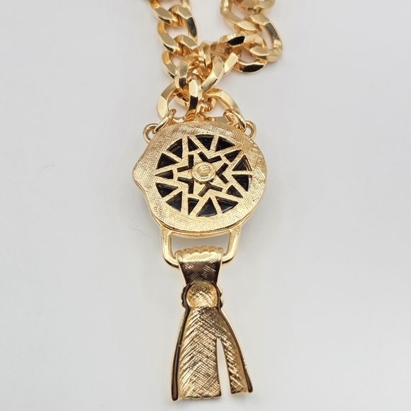 Vintage FRED HAYMAN Beverly Hills Gold Tone Chunky Curb Chain 'H' Tassel - Picture 6 of 13